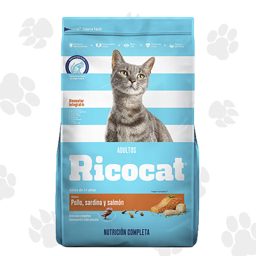 ricocat adulto pollo,sardina y salmon 9kg Ricocat Adultos Pollo Sardina y Salmón – Premium
