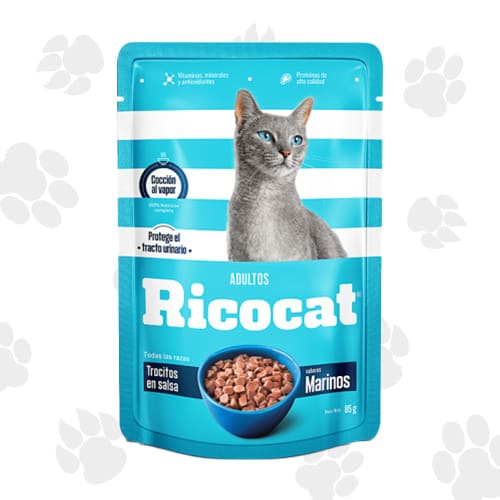 ricocat pouch trocitos en salsa adulto marino 85gr